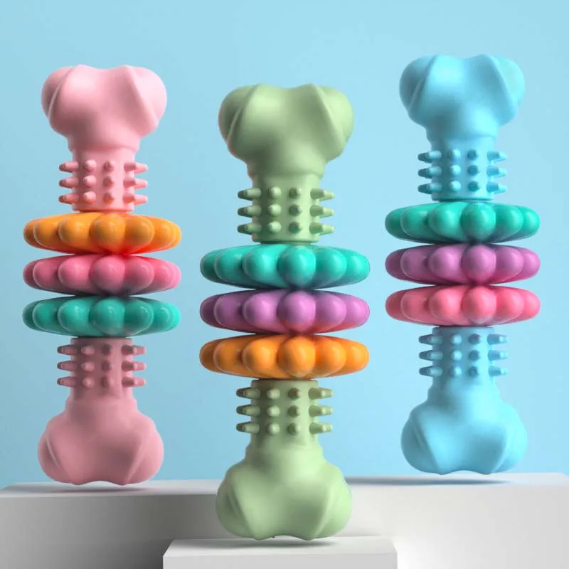 Pet Supplies Accessories Luxury Colorful TPR Rubber, Bone Shaped Puppy Indestructible Tooth Cleaning Dog Chew toys/