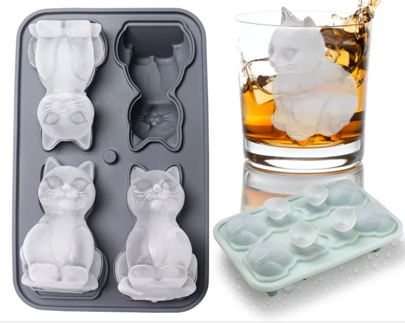 New silicone ice cube Ice cube Ice cube Cat mold Animal Cat mold home food grade