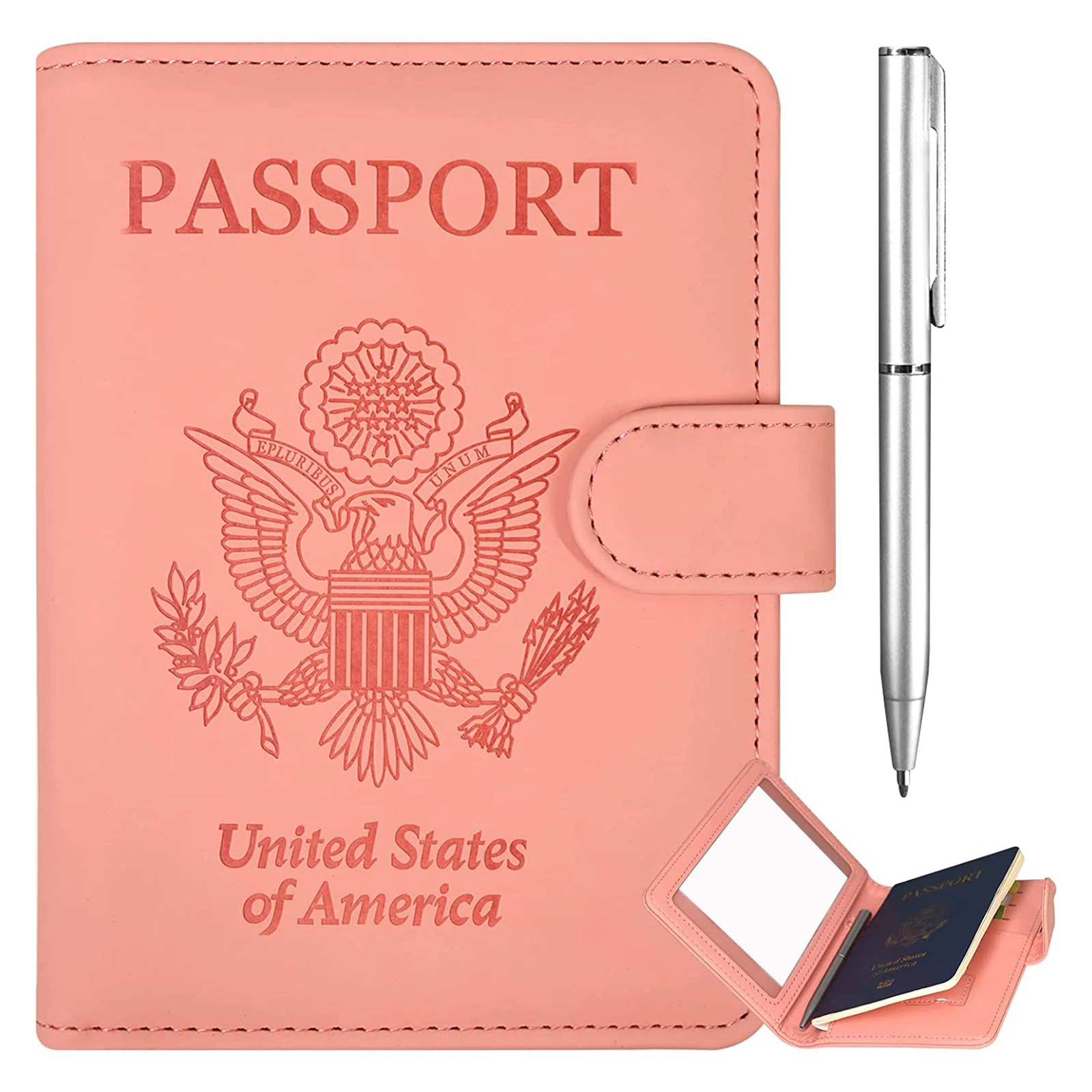 Holographic Flight Ticket Embossed Leatherette Passport Holder Canada Black Passport Cover Pu Leather With Sim Card