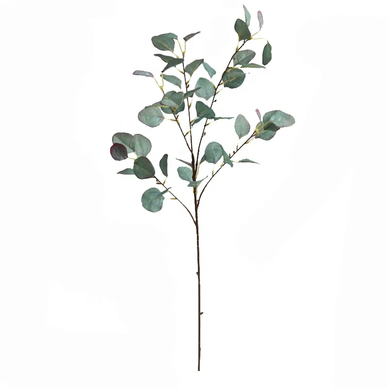 Factory wholesale decorative plant 3D printing silk eucalyptus leaves spray fake eucalyptus leaf stem for home door decoration