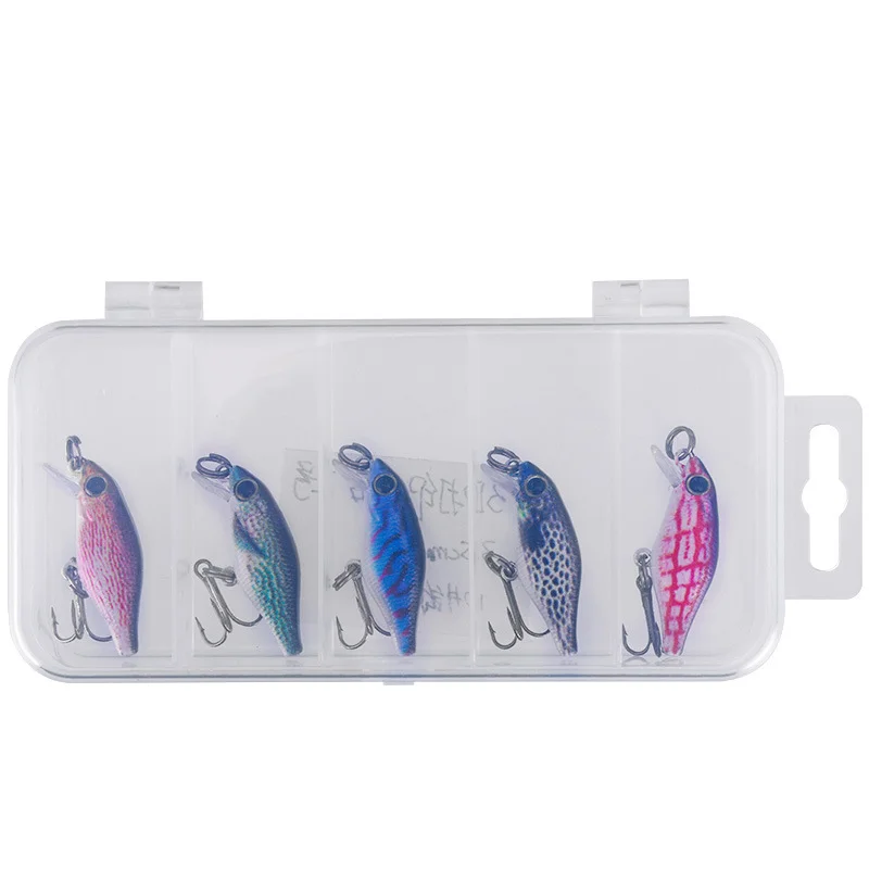 Yousya High quality 5 Pcs/Box lure set 3d fishing lure eyes minnow crank fishing lure set artificial swimbait