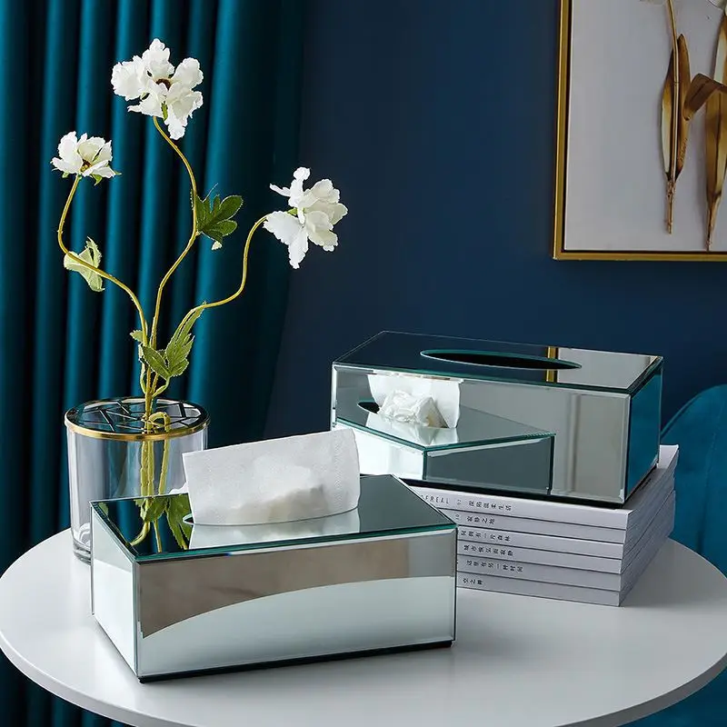 Customer Magnetic Acrylic Mirror Tissue Box Dryer Sheet Dispenser Cover Luxury Napkin Holder Organizer