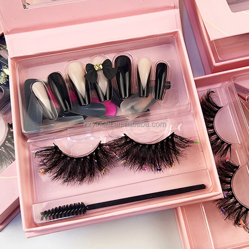 New style Luxury Press On Clear Cases For False Nails And butterfly Mink Eye Lashes Extention Packaging Gift Box Kit