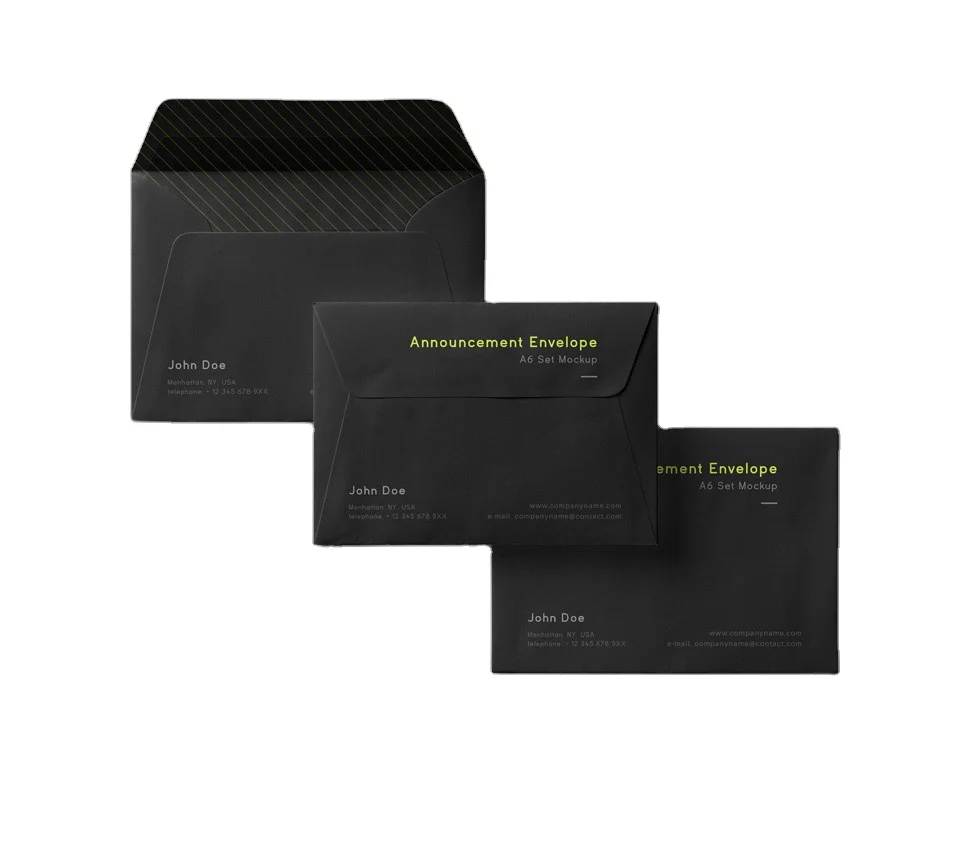 Customized Business Black White Kraft Paper Envelope Gift Card Envelope