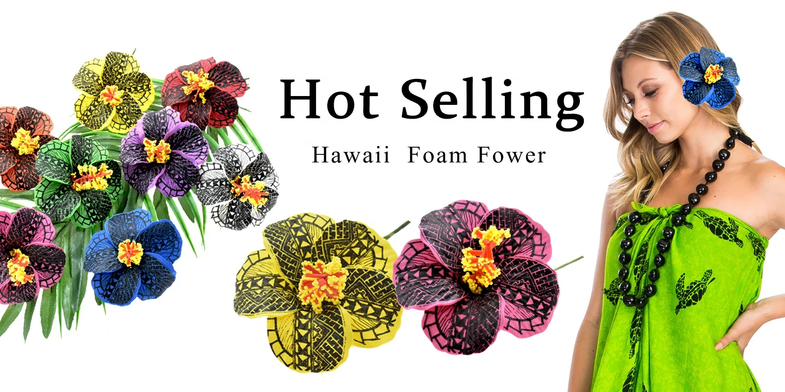 Hibiscus Hair Flower with Stem Accessories For Hawaiian Party Decoration  Colorful Soft Foam Flowers for Women Girls