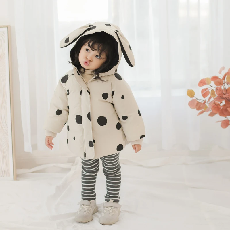 
Thickened 1-5-year-old baby cotton coat for keep out the cold lovely point warm baby winter coat 