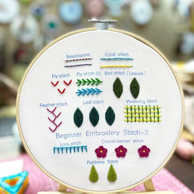 3pcs Embroidery Round Cross Stitch Kit Sewing Craft Kit DIY Embroidery Set for Beginners