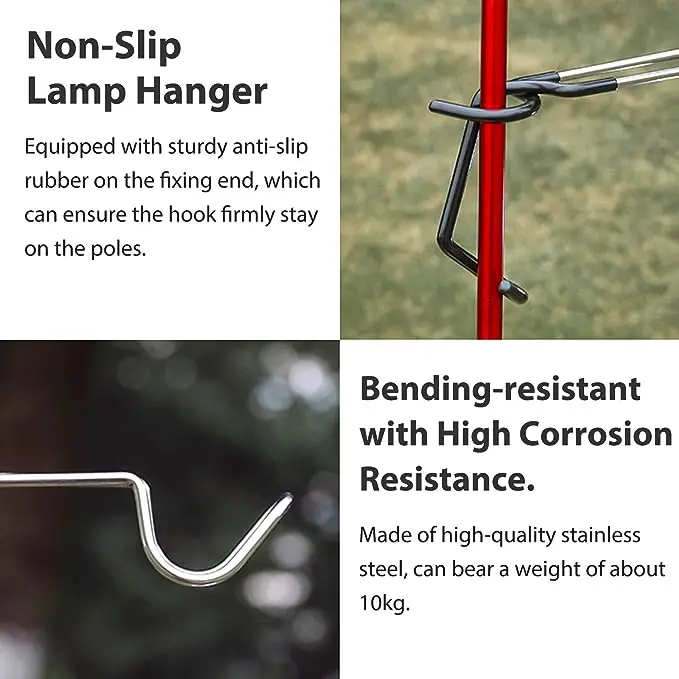 Factory Wholesale Outdoor Camping Stainless Steel Lantern Hook Portable Non-Slip Tent Lamp Hook Cup Holder for Fishing Hunting