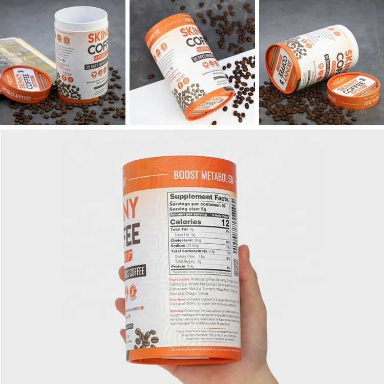 Eco custom printed oats loose tea packaging box coffee bean power food paper tube container