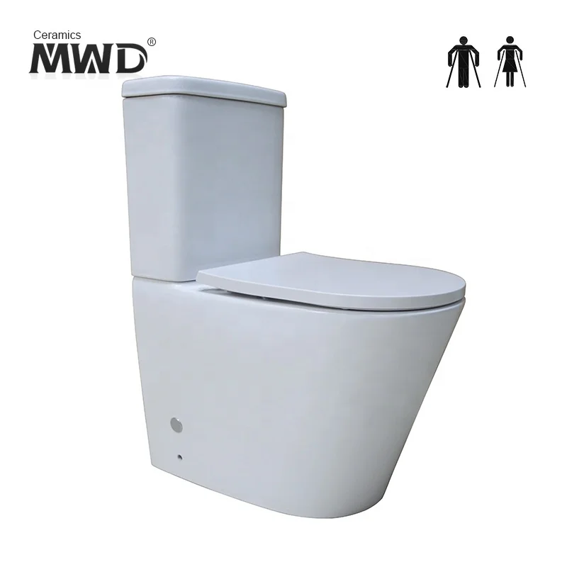 Bathroom WC dual flush waterless rimless back to wall toilet A3314