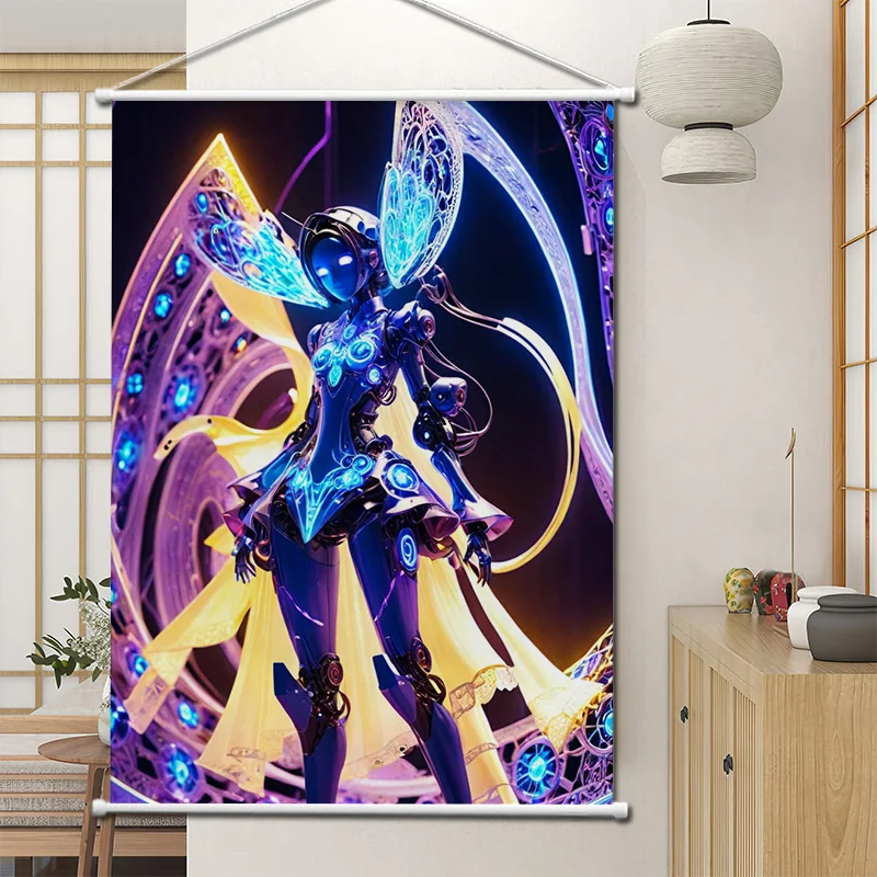 Customized Full Color Dye Sublimation Printing Silk Polyester Fabric Hanging poster for Bedroom