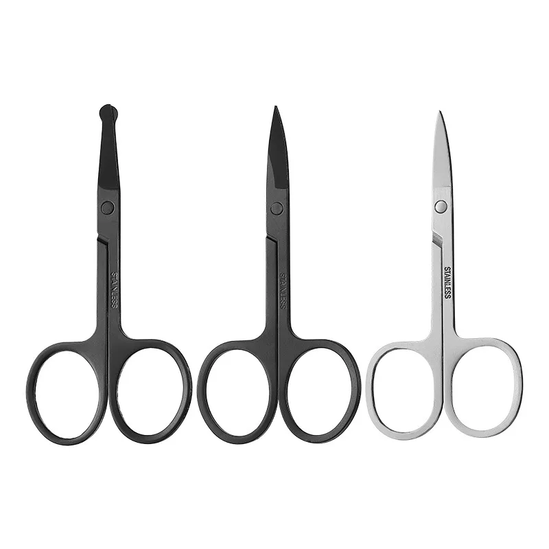 Остроконечные ножницы для стрижки бороды, набор для ухода, триммер для бороды, маленькие черные изогнутые ножницы для бровей