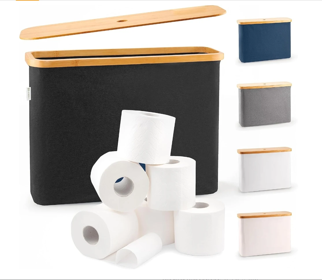 Bamboo Toilet Paper Tissue  Roll Storage  Holder Basket Stand Dispenser Bathroom Accessories Organizer