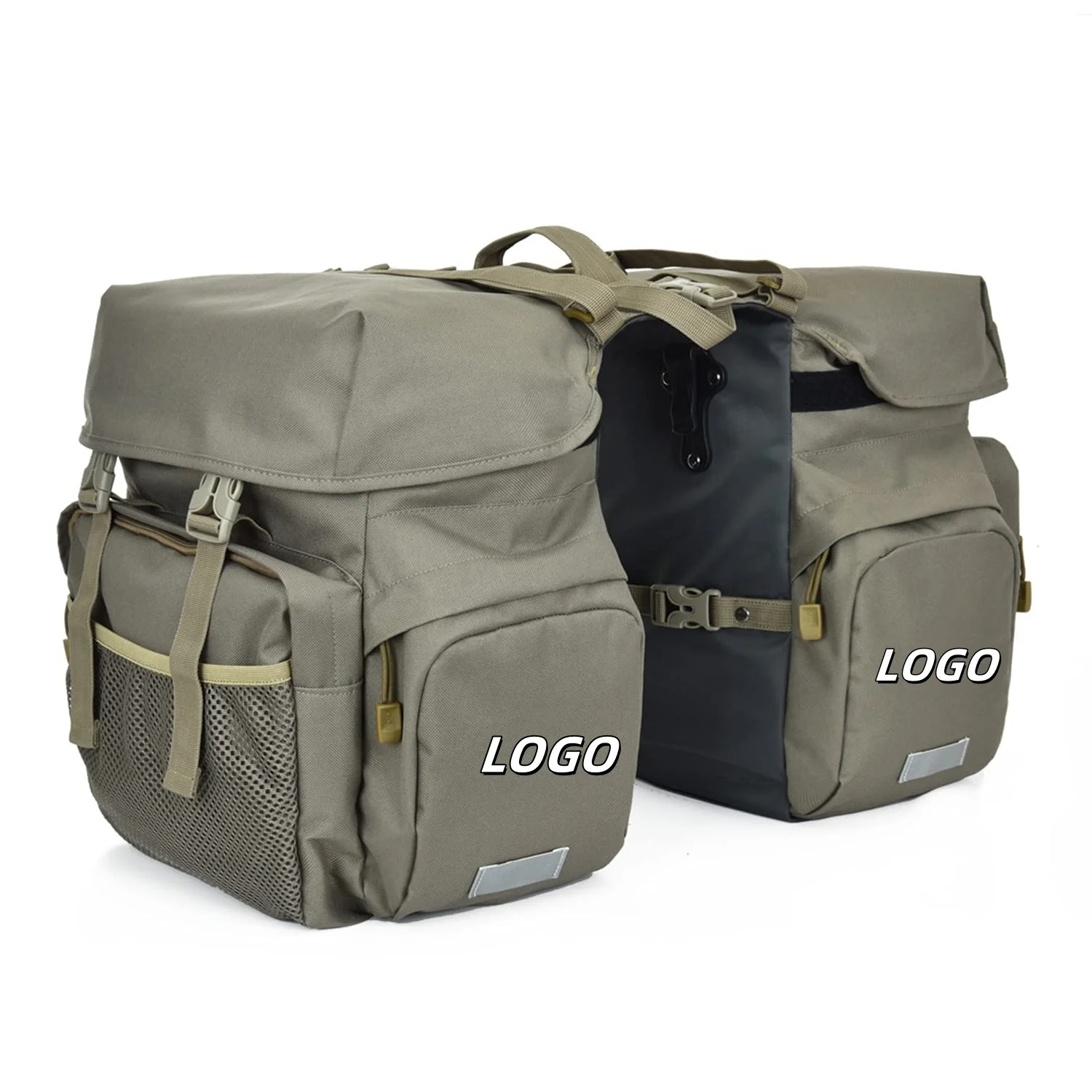 Bike Panniers For Bicycles, Waterproof Bicycle Saddle Bags With Rain Cover and Reflective Trim For Bike Rear Rack Carrier