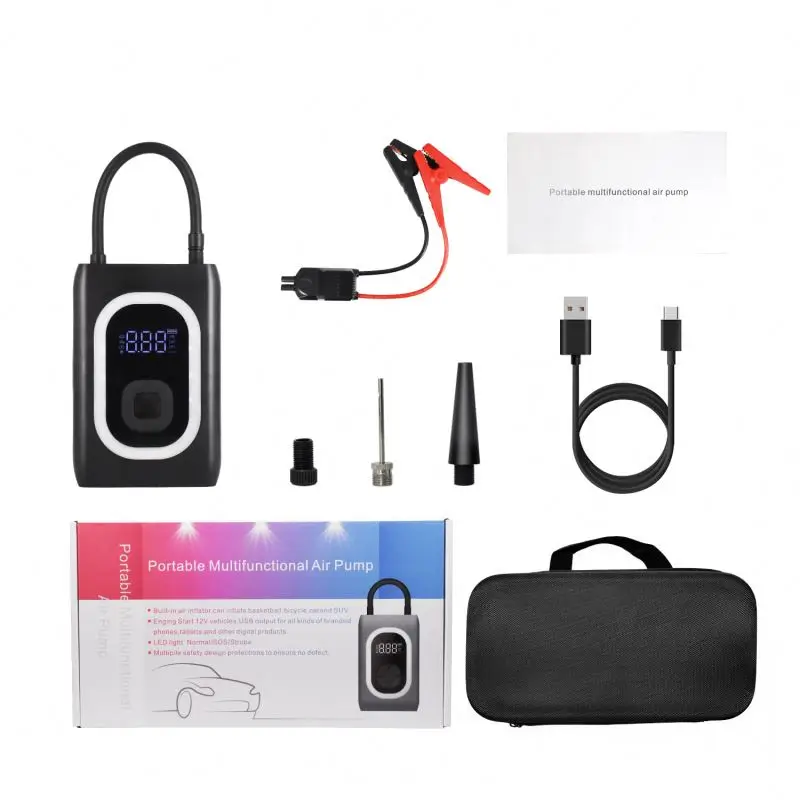 Hot-sale China Factory Portable Car Battery Emergency Jump Starter Air Pump  Car Emergency Tools for Car Motorcycle Air Pumping