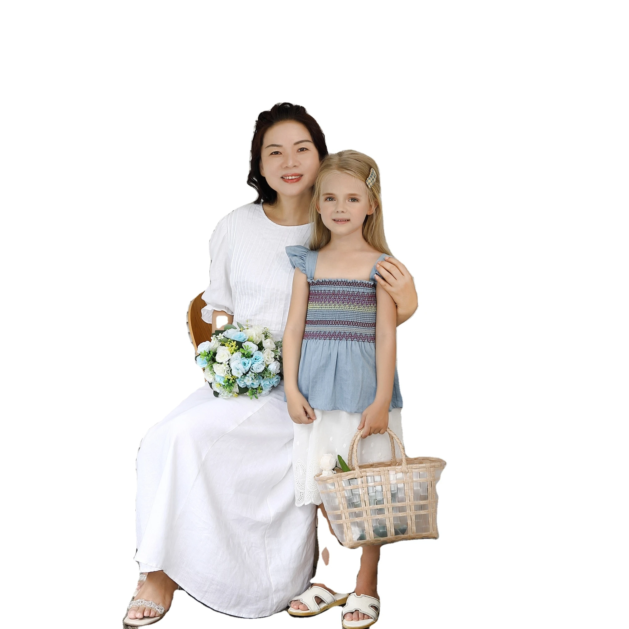 Mother And child dress Kids Cloths mother daughter colorful smocking dress mommy and me outfits