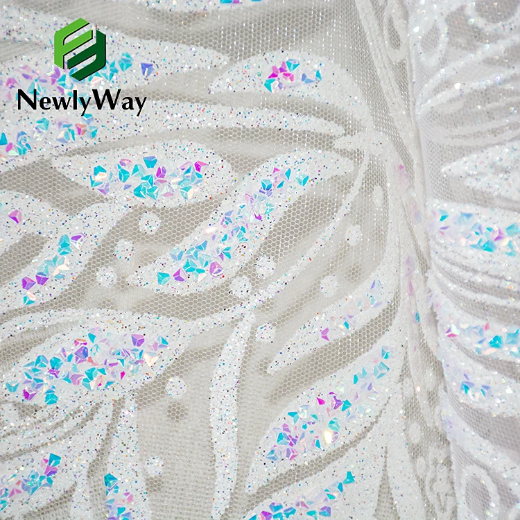 2021 Dubai Crystal Lace Sweetheart Luxury Mermaid Sequins Glitter Embroidered Lace Tulle Fabric For Bridal Wedding Dresses