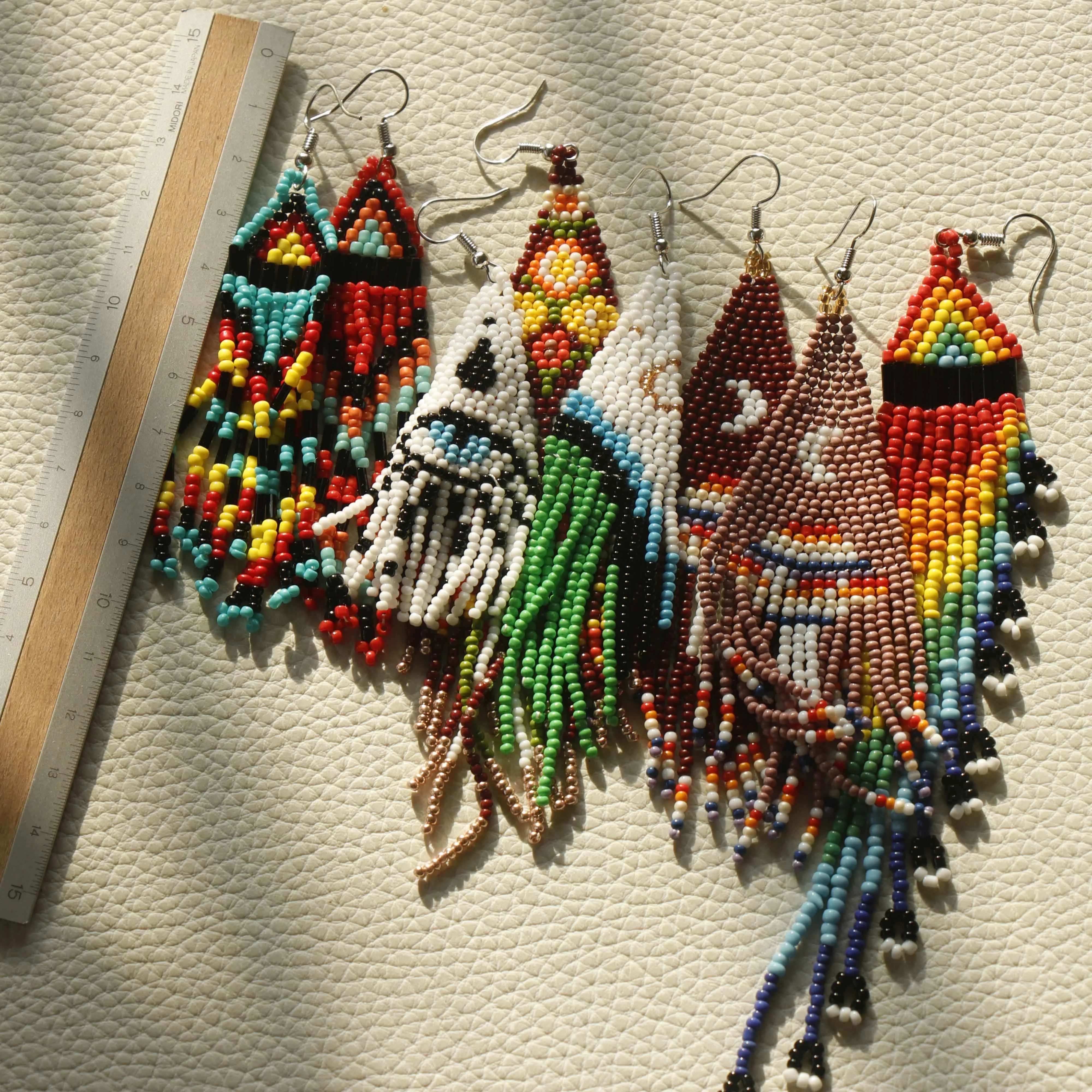 JUHU wholesale eye Bohemian rainbow Mushroom triangle geometry flower hand-made colorful rice bead big beaded earrings for women