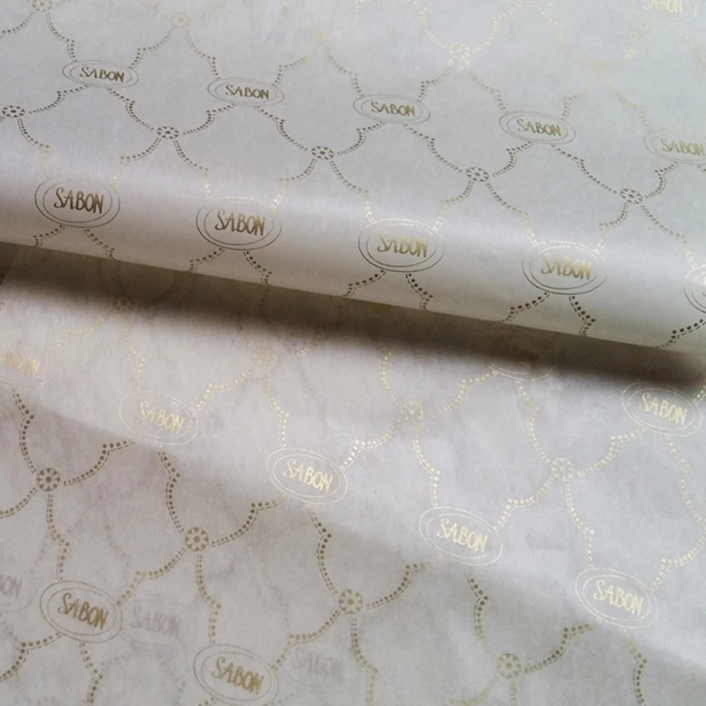 Custom Design Gold Foil Logo Tissue Paper Patterned Gift Wrapping Tissue Paper For Packaging