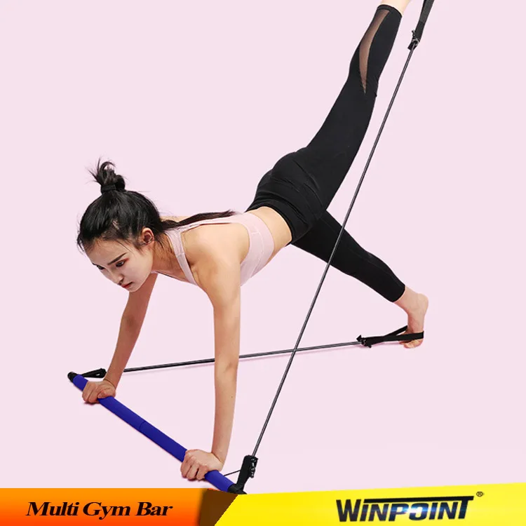 WINPOINT FITNESS hot Popular sleeve latex tube resistance band with bar for Body Fitness Squat
