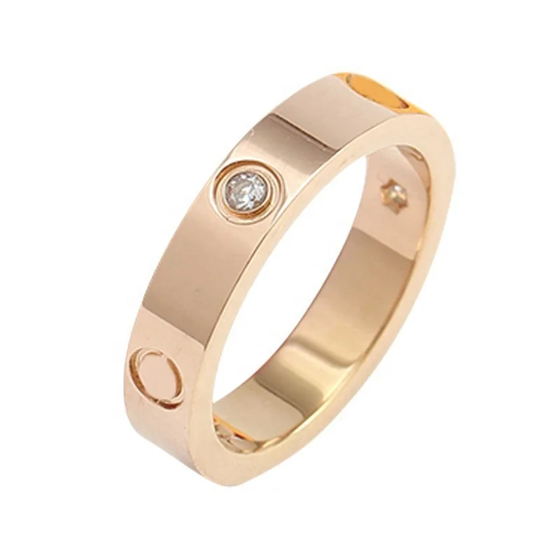 Carti Gold Silver Rose Gold Plated Stainless Steel Finger Diamond Zircon LOVE Screw Rings for Women Men