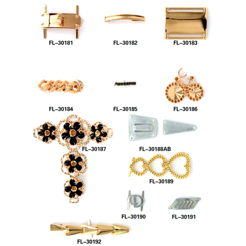 HJ Custom shoe buckle metal hardware shoes accessories/metal accessories for shoes/decorative man shoe buckle chain