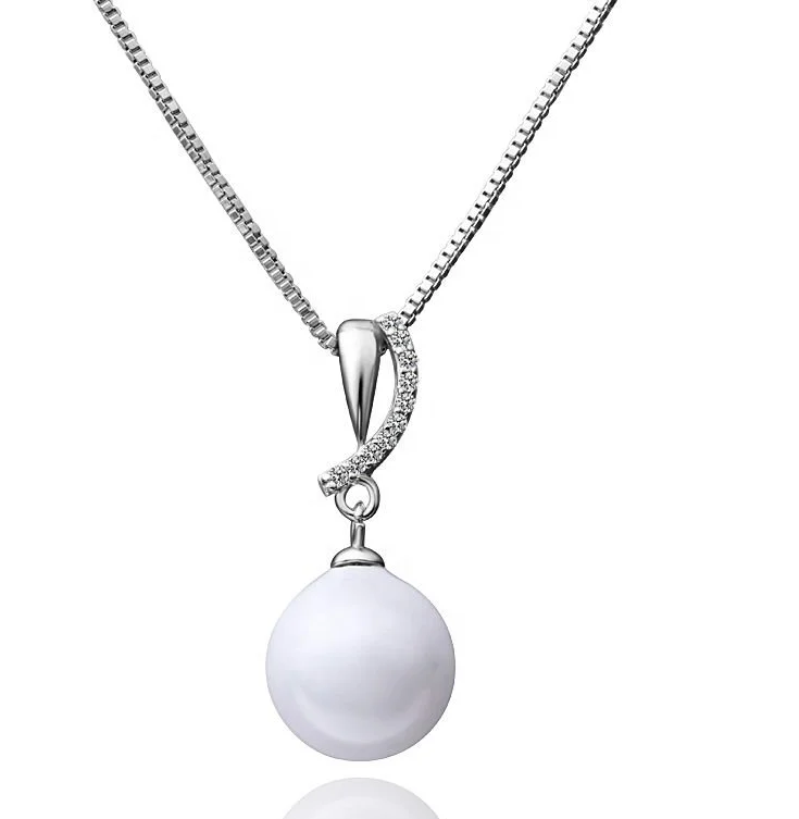 Pearl Jewelry Set 925 Sterling Silver Classic CZ Accent Curly Stem Freshwater Pearl Drop Necklace Earrings Set