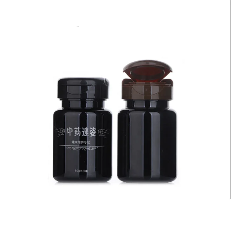 80ml Brown Medicine Pill Packaging PET Container Empty Plastic Round Capsule Bottle
