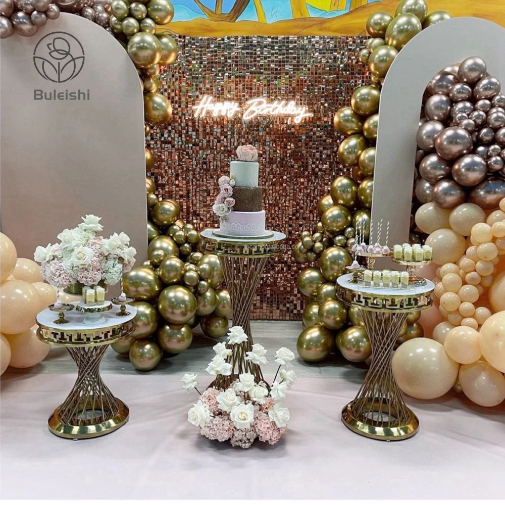 Shiny Silver 3 PCs Twist Pedestals Stand Silver Swirl Pedestal Wedding Pillar Cake Plinth