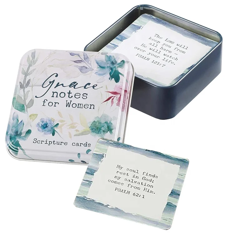 Fully Custom Design Magnet Tin Box Pack Print Kids Christian Player Bible Scripture Verse Flash Cards Printing