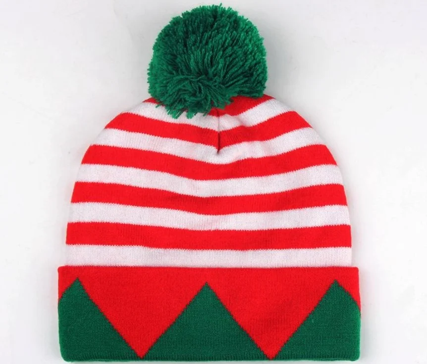 Acrylic Christmas Tree Jacquard Beanie Hat with Pompoms