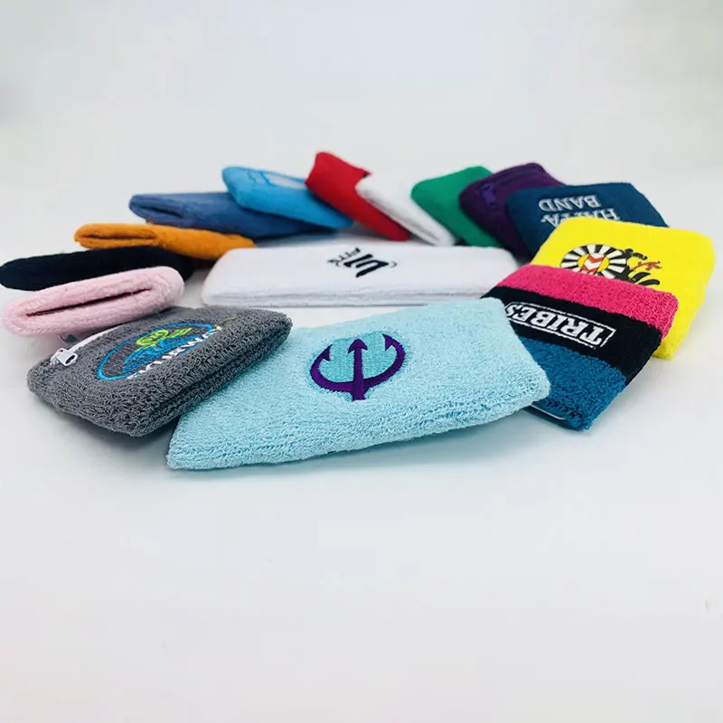 Cheap Factory Sport Sweatband With Logo Printed Embroidered Cotton Custom Wristbands Women And Men