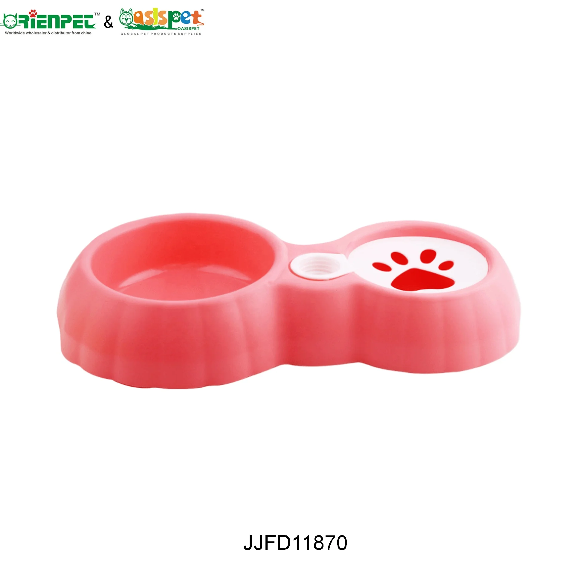 ORIENPET & OASISPET Pet Plastic Pumpkin shaped double bowl JJFD11870 pet feeder Pet products