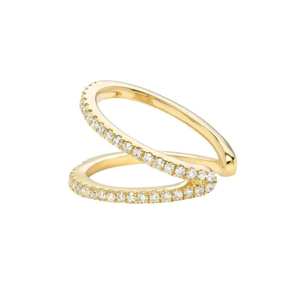 Bohemian Fashion 925 Silver Gold Jewelry Double Band Diamond Ear Cuff Earring