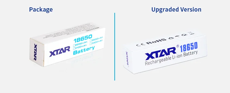 Xtar 18650 3 7 в 2600 мАч литий-ионная перезаряжаемая батарея с кнопкой Верхняя Защитная плата фонарика