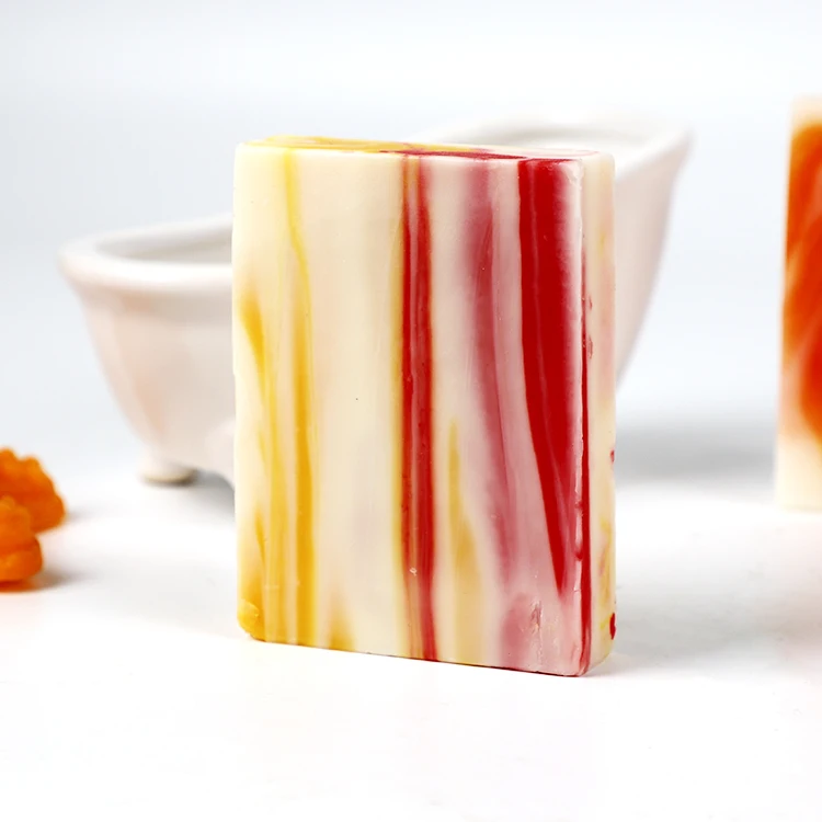 Custom Natural Cleansing Moisturizing Essential Oil Soap Rectangle Soap Bar Marble Line Handmade Soap for Bath and Wash Hand