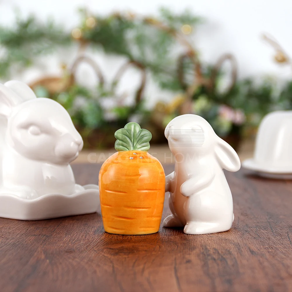 Caroline Design Easter Bunny on the Grass Collection Rabbit Cake Pan Rabbit Salt and Pepper Shakers