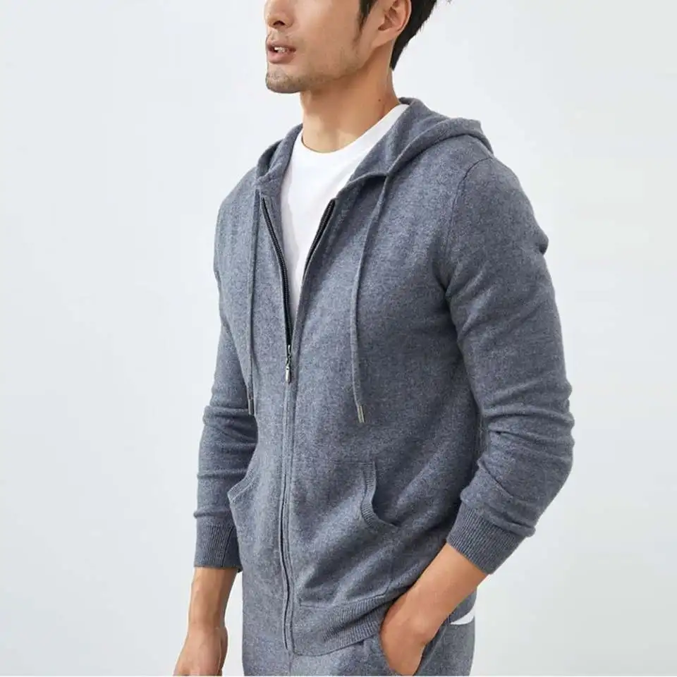 New Arrival Cashmere Men Sweater Men Zip  Hoodies Knitted Cashmere Cardigan