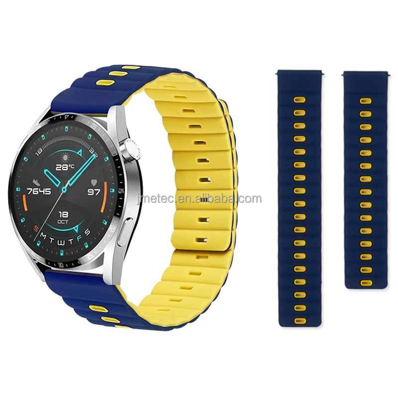 Силиконовый магнитный ремешок для samsung galaxy watch 5 pro, двойной цвет, 2023 дыхание, 20, 22 мм