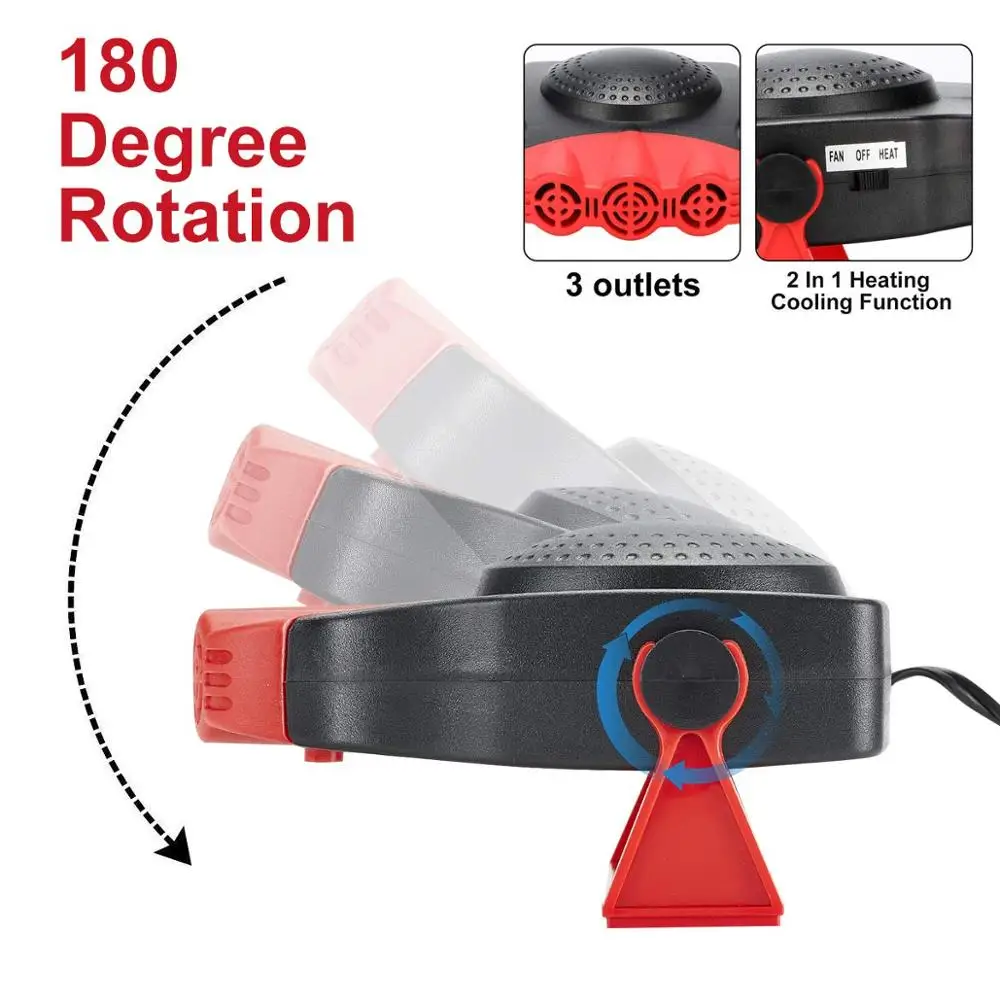 
12V Portable Car Heater Fan Car Defogger Windshield Defroster Can Heat Rapidly in 30 Seconds, Defrost and Defog The Windshield 