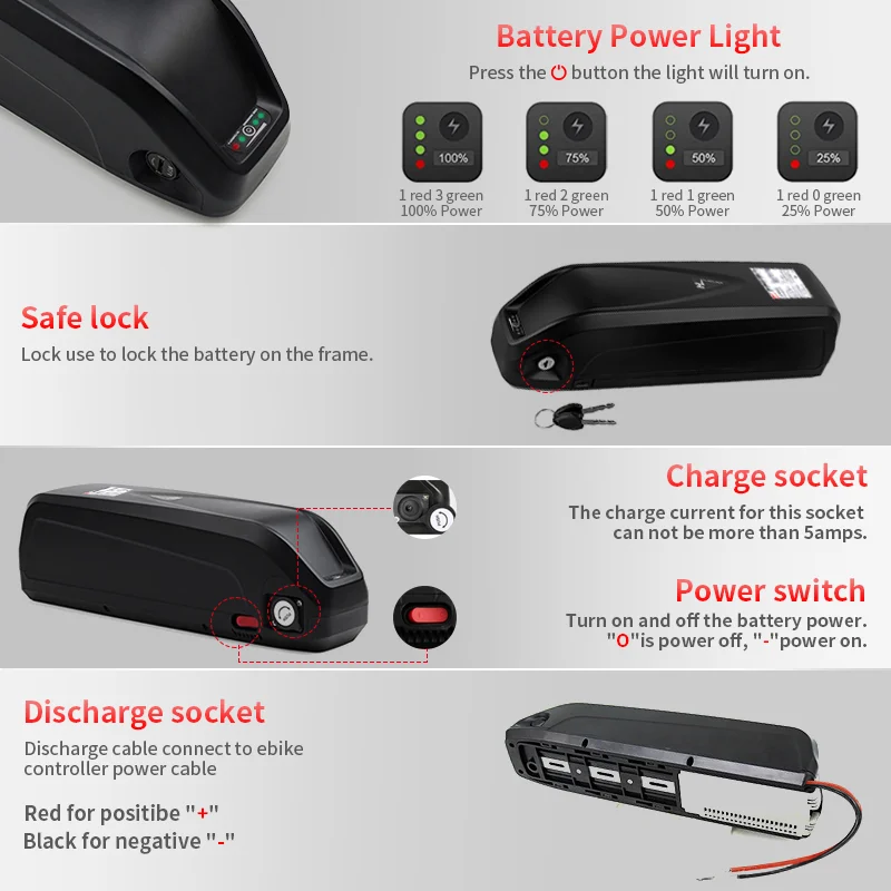 Rydbatt Hailong Ebike Battery Case 36v 48v 52v 13ah 16ah 20ah Electric Bicycle Battery 18650 Lithium Battery