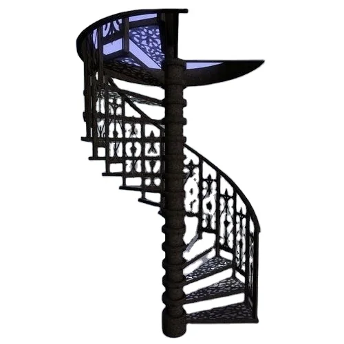 Morden Design Durable Stairs Carbon Steel Beam Spiral Staircase with Customized Solid Wood Tread Steel Balustrade Helical Stairs