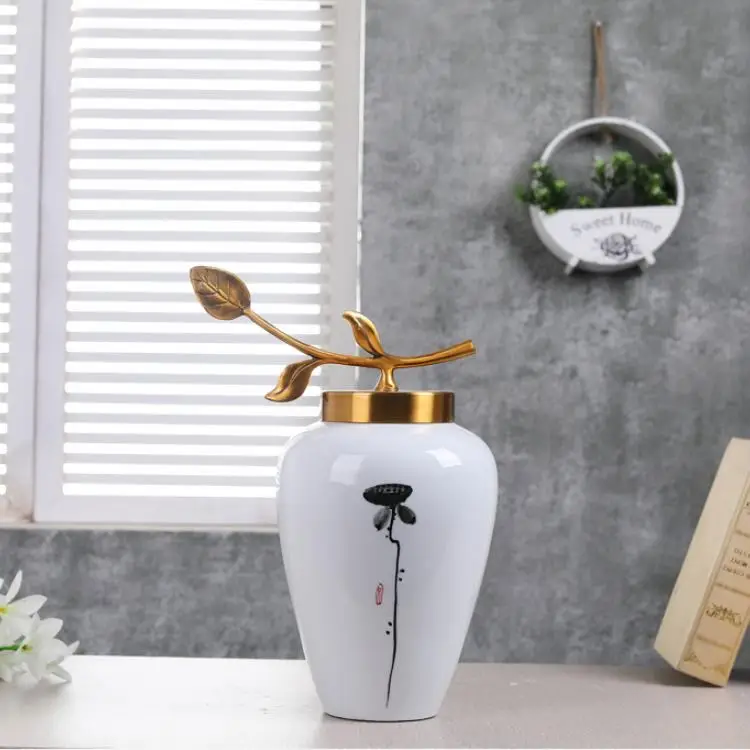 Set of 3pcs Fashionable White Color Glazed Ceramic Vase with Lid