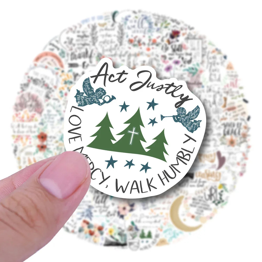 100Pcs Holy Bible Word Slogan Graffiti Stickers For Laptop Book Vinyl Jesus Christian Sentence Sticker Bag