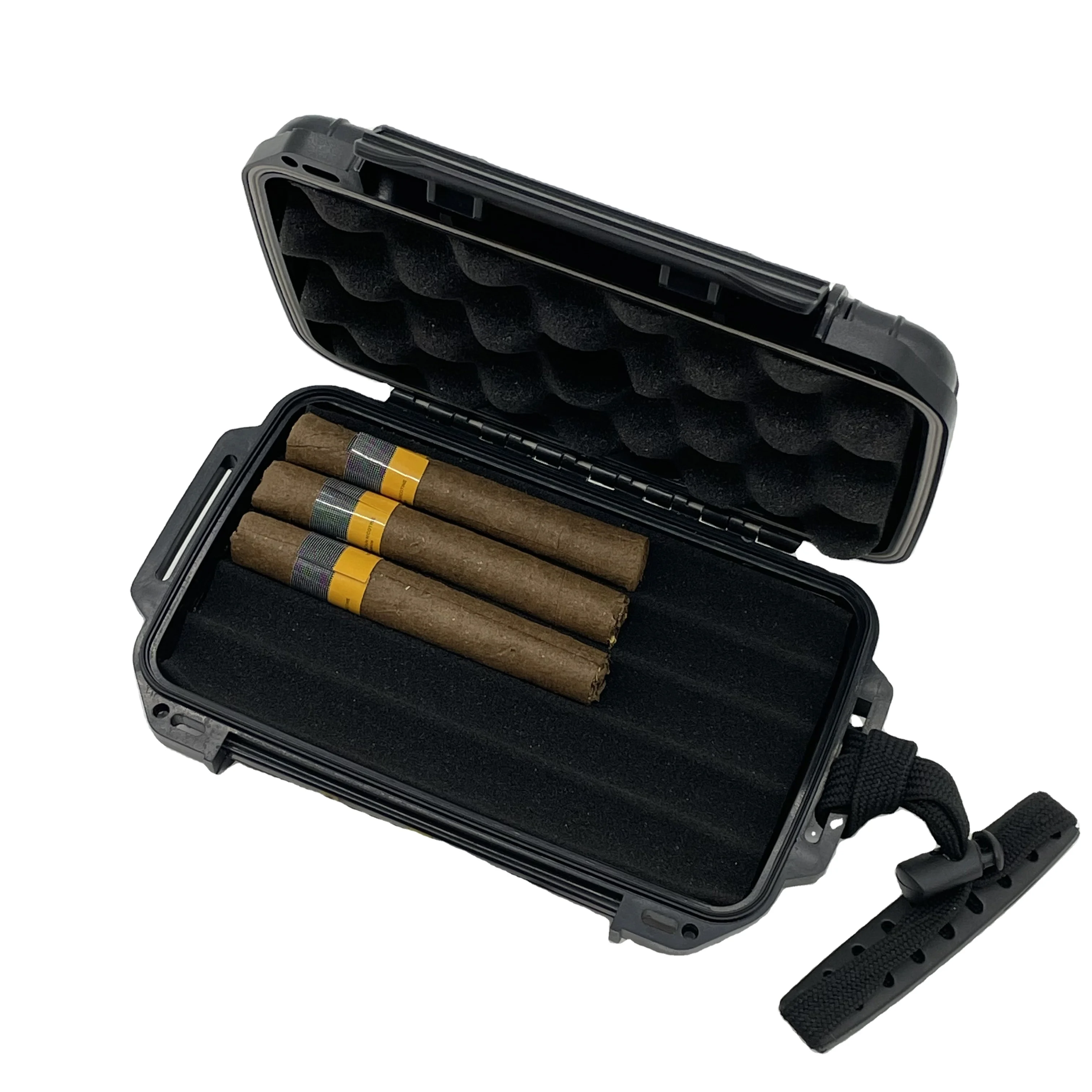 Factory Wholesale Plastic Waterproof Cigar Case Cigarette Humidor Travel with Custom Foam