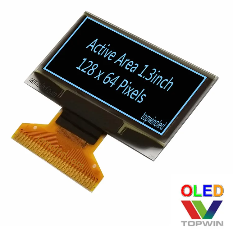 Newest Design 1.3 Inch 128x64 Pixels 30 Pin Blue I2C Interface OLED Display with IIC SPI Parallel Interface Connector Type