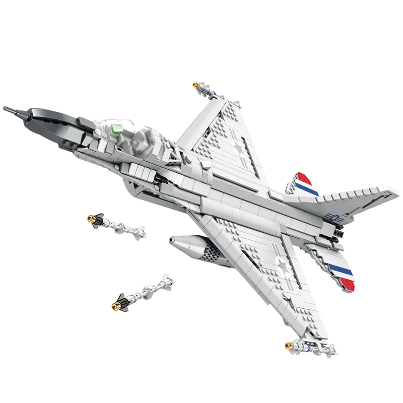 Reobrix 33027 Military Series F-16 Model Building Blocks Bricks MOC Toys Puzzle Educational for Children Gift
