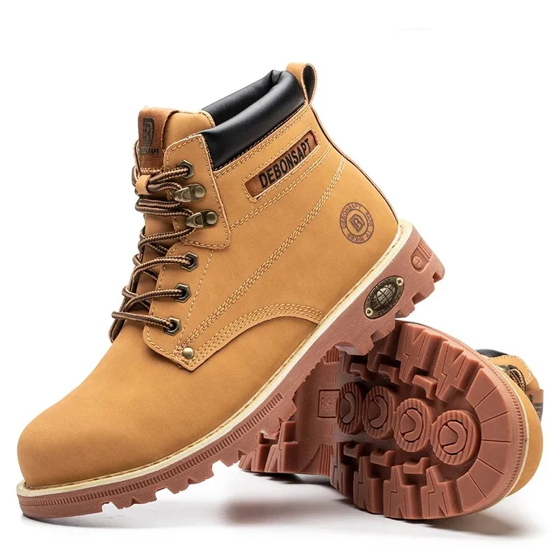 SAFENDER Steel Toe leather Work Boots Protective Men Safty Boots Safety Shoes Work