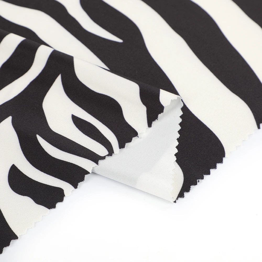 High quality 88%polyester/12%spandex four way stretch zebra print jersey fabric for dress