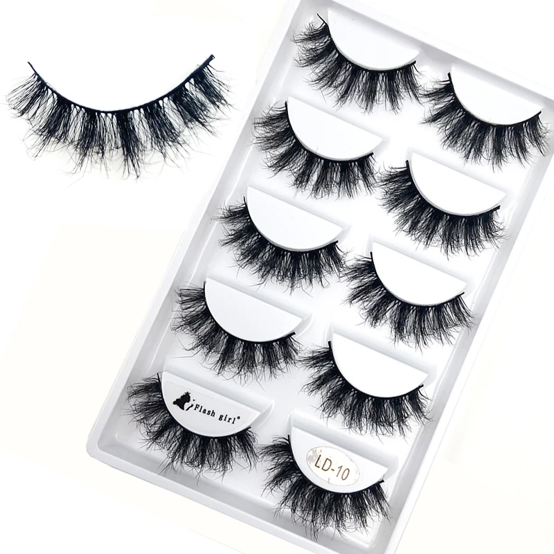 LD series hot 8 styles Fluffy Faux Mink Lashes  5d wholesale Vendor Own Brand  Long 5pairs Mink Eyelash